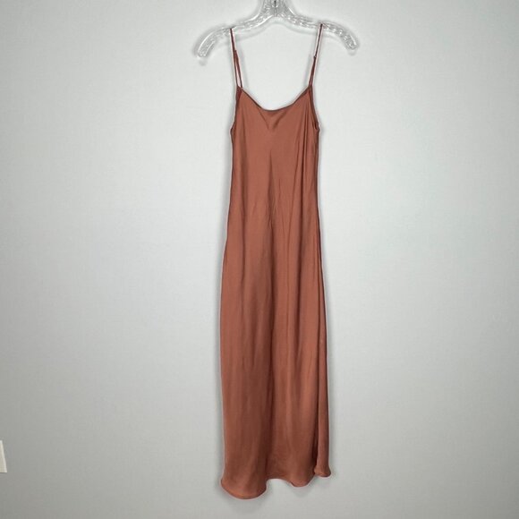 Z Supply Womens Lark Slip Midi Dress Copper Satin Spaghetti Straps size Small - Picture 7 of 11